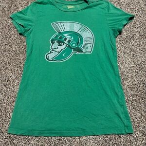 Distressed Michigan State Spartans Women’s Medium Green Graphic T-Shirt